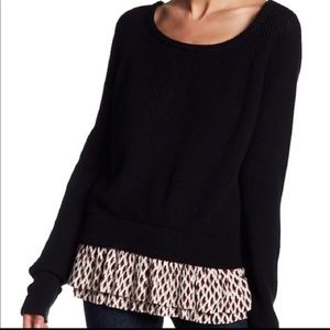 Sz M | Maje | chiffon trimmed knit sweater